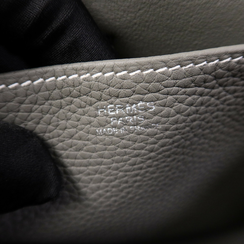 HERMES Clemence皮革Halzan 31手挽肩背兩用袋Gris Meyer-5