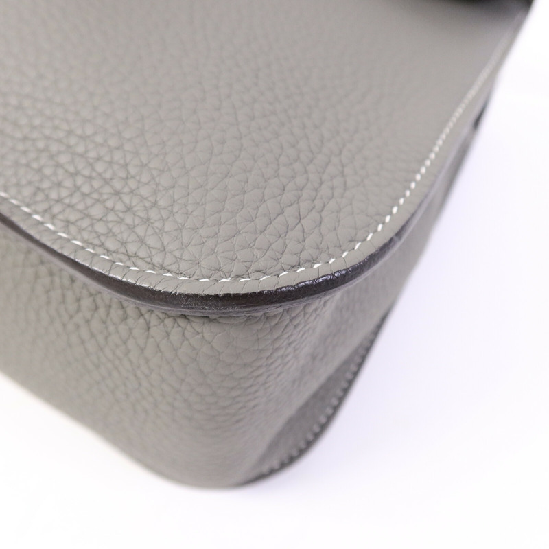 HERMES Clemence皮革Halzan 31手挽肩背兩用袋Gris Meyer-10