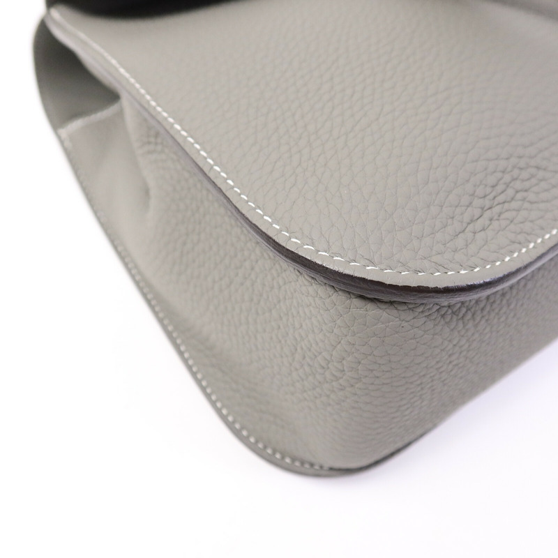 HERMES Clemence皮革Halzan 31手挽肩背兩用袋Gris Meyer-11