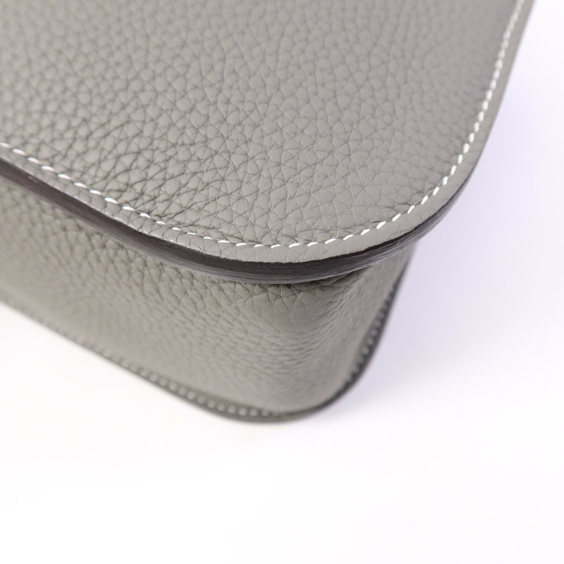 HERMES Clemence皮革Halzan 31手挽肩背兩用袋Gris Meyer-12