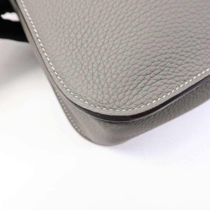 HERMES Clemence皮革Halzan 31手挽肩背兩用袋Gris Meyer-13