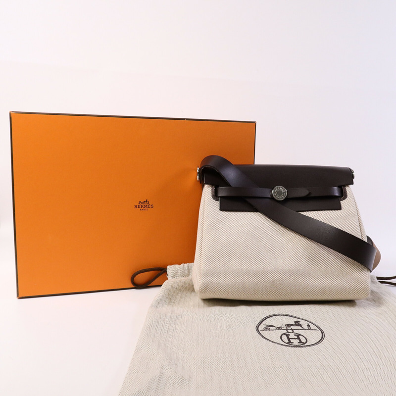 HERMES 帆布Mini Herbag肩背袋Ebene-9