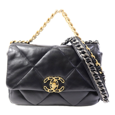 CHANEL 羊皮皮革Chanel 19 Small鏈帶手挽肩背兩用袋