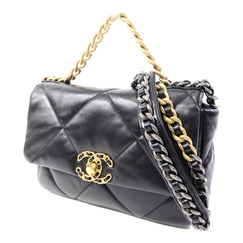 CHANEL 羊皮皮革Chanel 19 Small鏈帶手挽肩背兩用袋-2