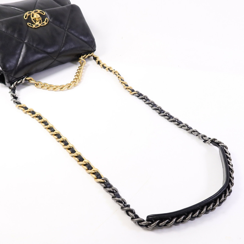 CHANEL 羊皮皮革Chanel 19 Small鏈帶手挽肩背兩用袋-8