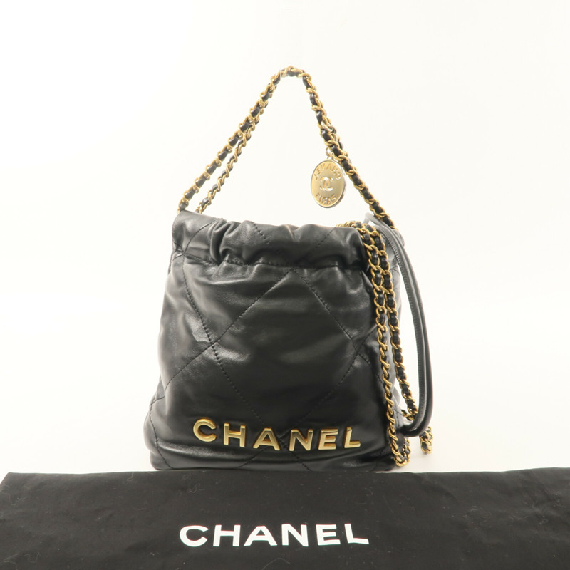 CHANEL 牛皮皮革Mini 22手挽肩背兩用袋-10