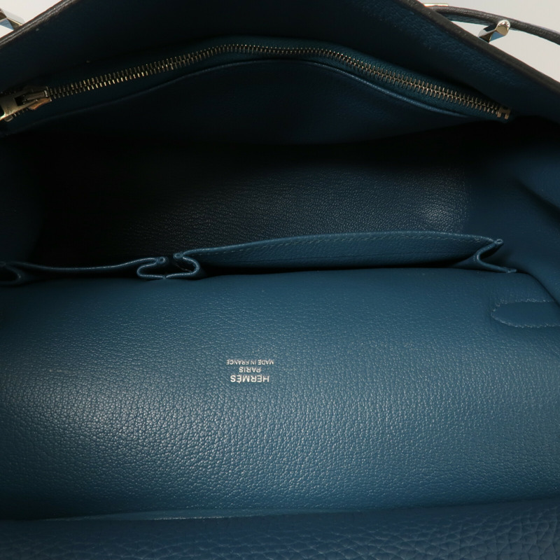 HERMES Clemence皮革Jypsiere 28肩背袋Colvert/Turquoise-4
