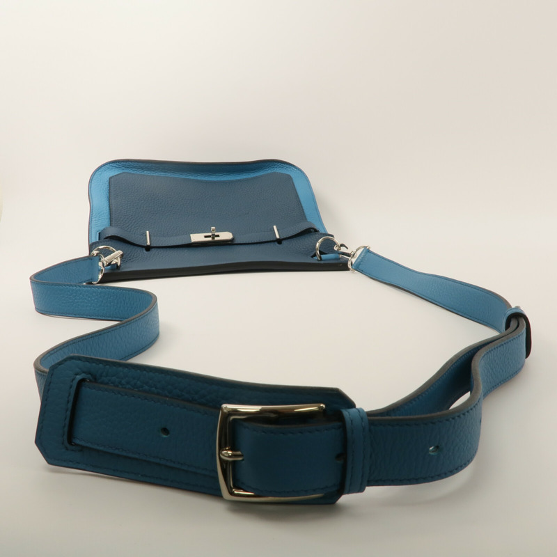 HERMES Clemence皮革Jypsiere 28肩背袋Colvert/Turquoise-8