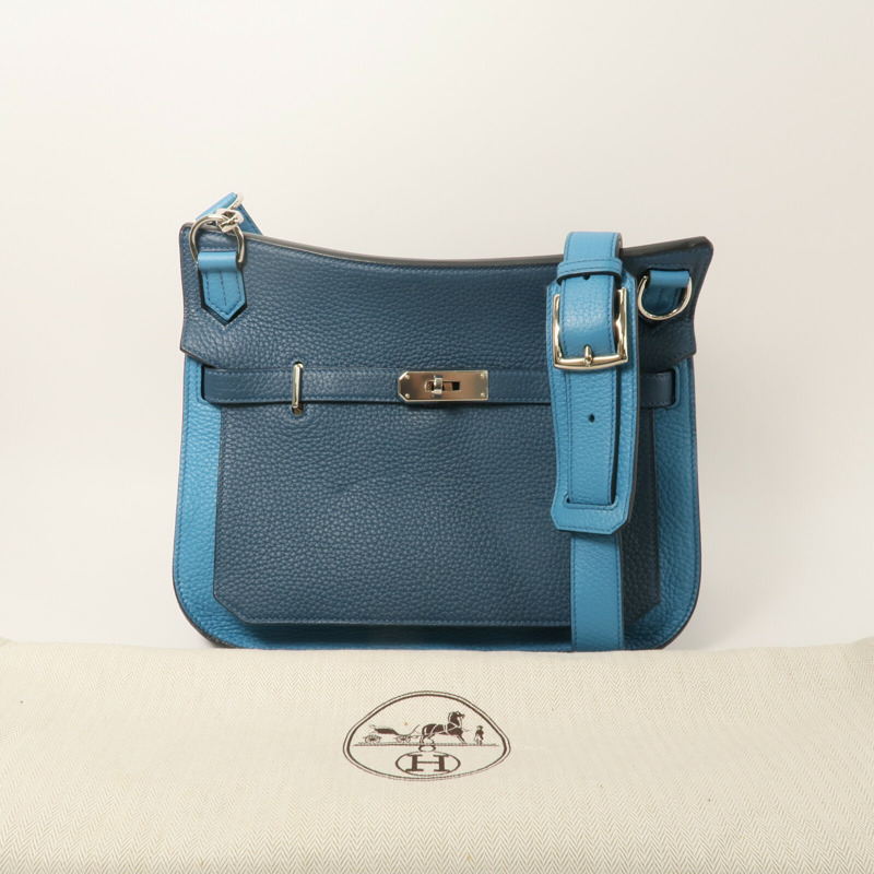 HERMES Clemence皮革Jypsiere 28肩背袋Colvert/Turquoise-9