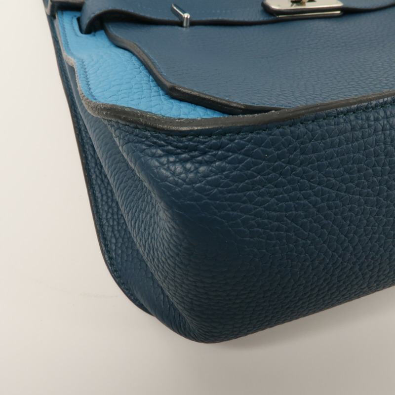 HERMES Clemence皮革Jypsiere 28肩背袋Colvert/Turquoise-10