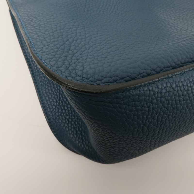 HERMES Clemence皮革Jypsiere 28肩背袋Colvert/Turquoise-12