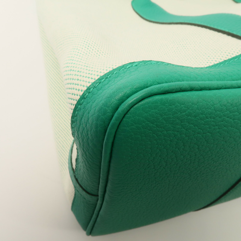 HERMES Negonda皮革/Canvas Garden Party PM手挽袋Menthe-9