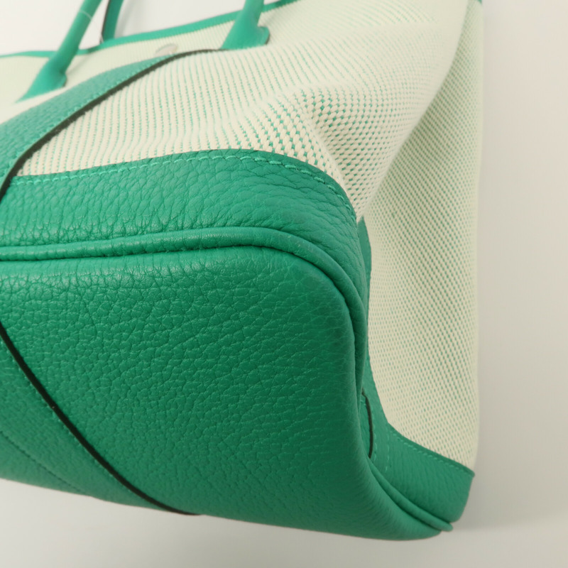 HERMES Negonda皮革/Canvas Garden Party PM手挽袋Menthe-10