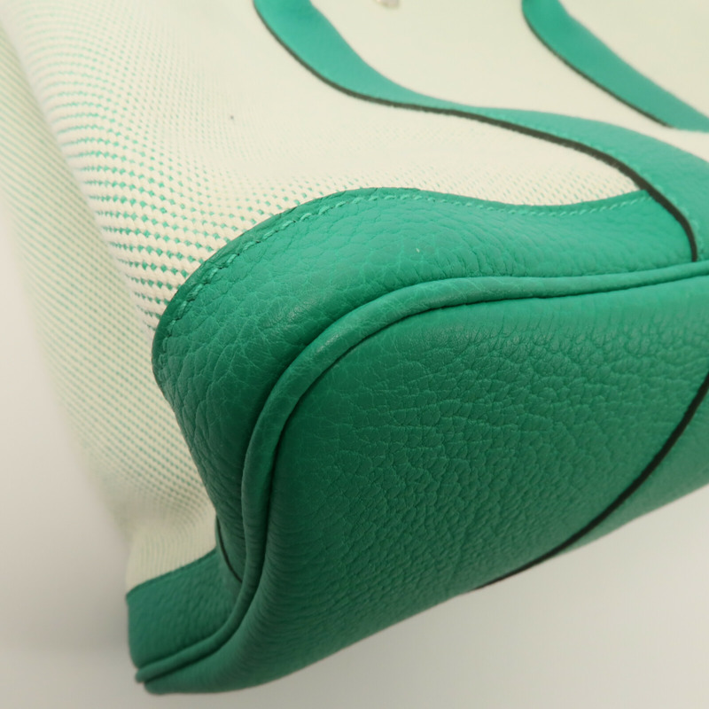 HERMES Negonda皮革/Canvas Garden Party PM手挽袋Menthe-11