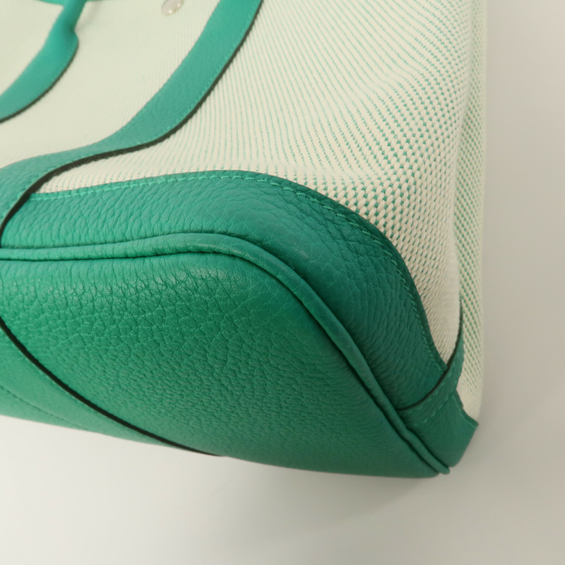HERMES Negonda皮革/Canvas Garden Party PM手挽袋Menthe-12