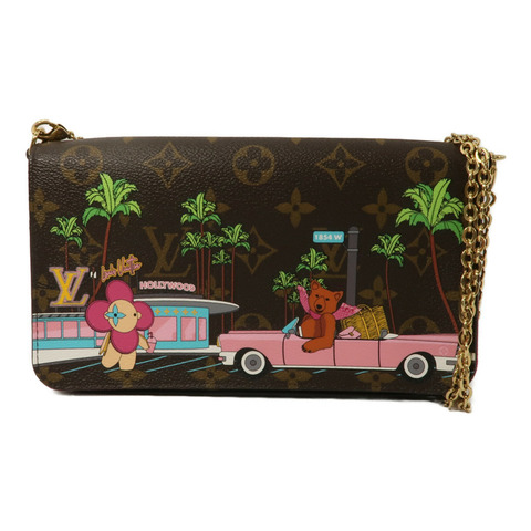 LOUIS VUITTON Monogram Hollywood Xmas Felicie Pochette鏈帶肩背袋
