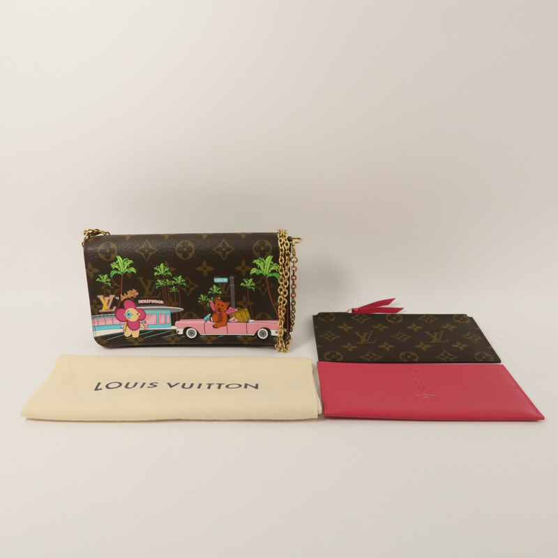 LOUIS VUITTON Monogram Hollywood Xmas Felicie Pochette鏈帶肩背袋-11