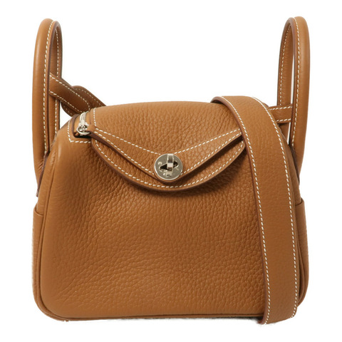 HERMES Clemence皮革Mini Lindy金扣手挽肩背兩用袋Gold