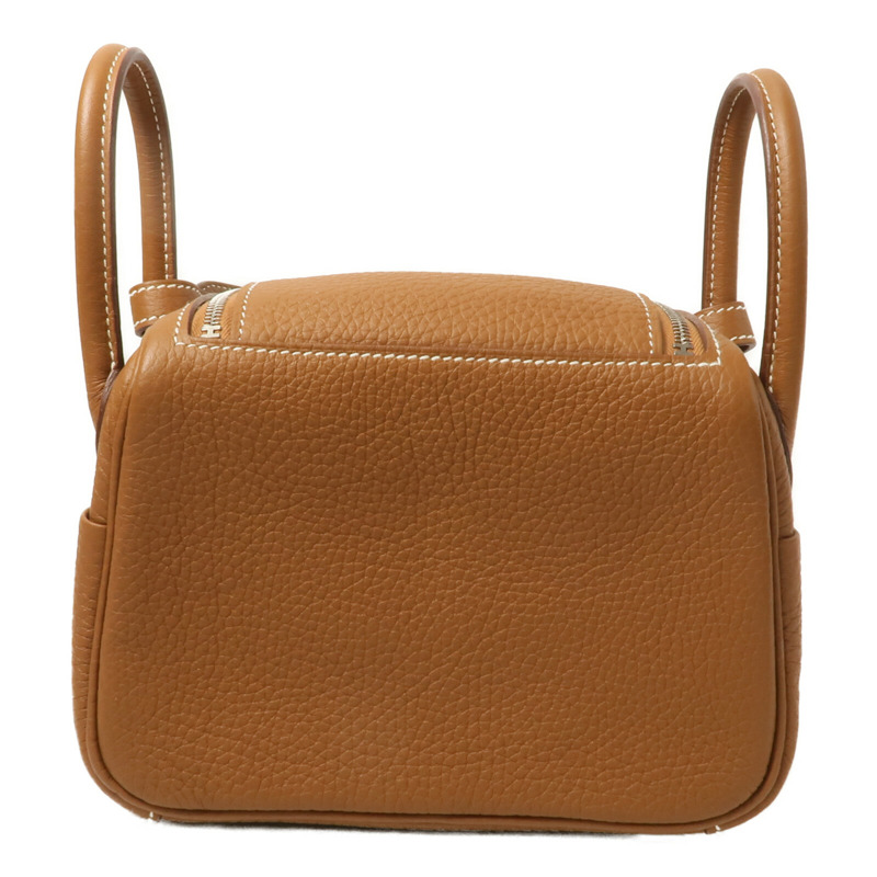 HERMES Clemence皮革Mini Lindy金扣手挽肩背兩用袋Gold-1