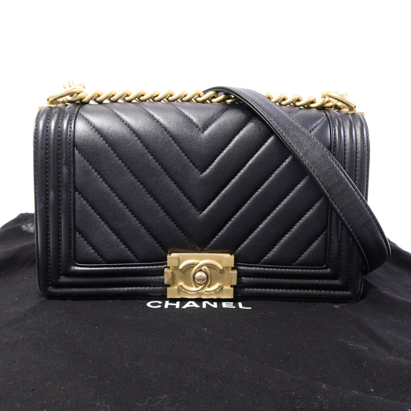 CHANEL 羊皮皮革Boy 25鏈帶肩背袋-9
