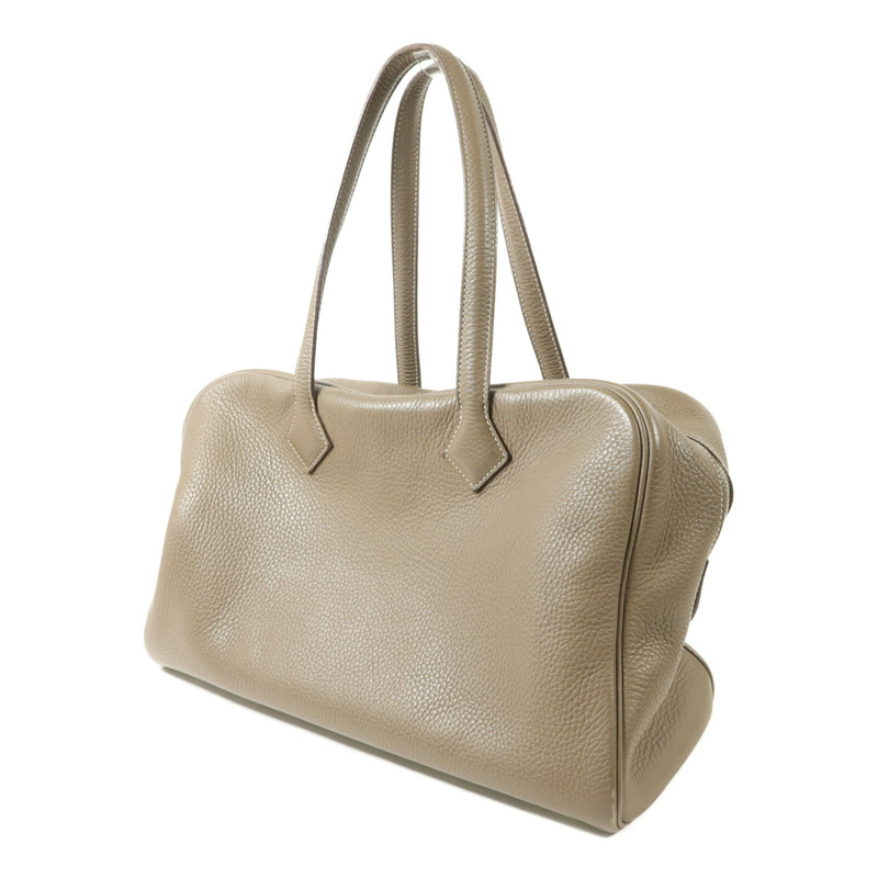 HERMES Togo皮革Victoria 35手挽袋Etoupe-1