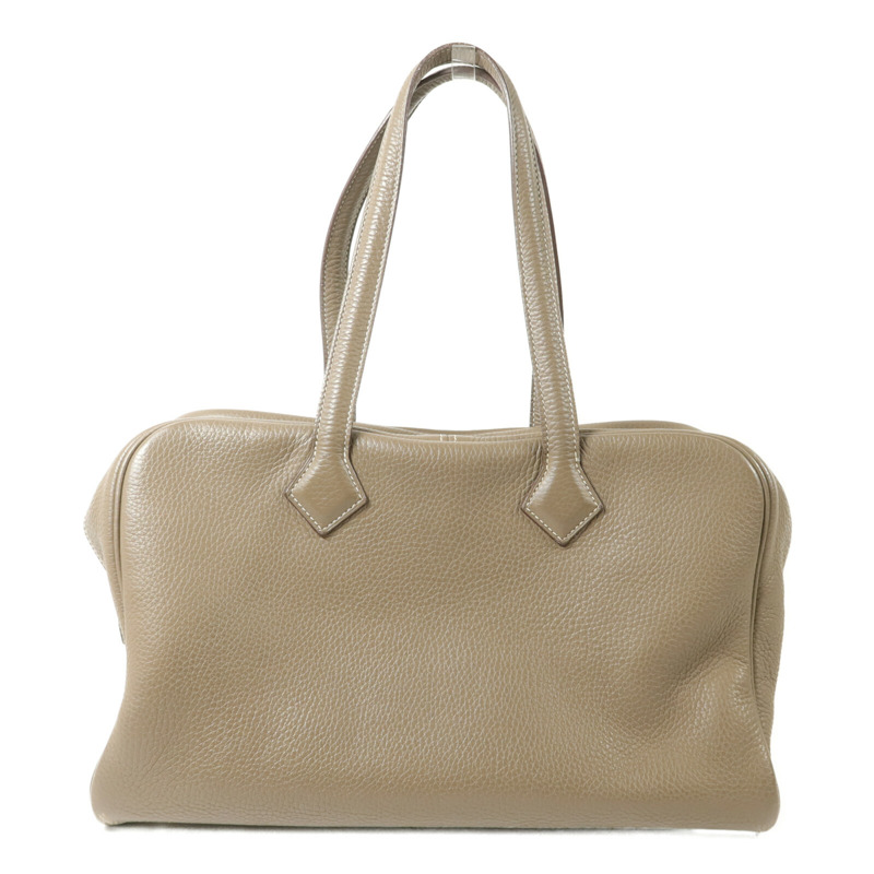 HERMES Togo皮革Victoria 35手挽袋Etoupe-2