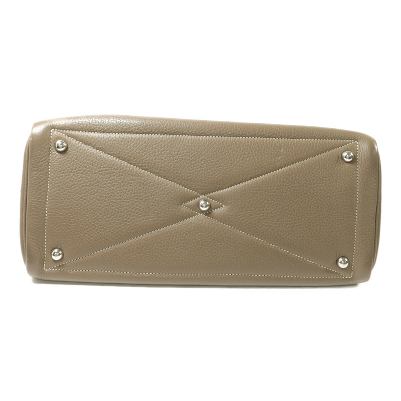 HERMES Togo皮革Victoria 35手挽袋Etoupe-3