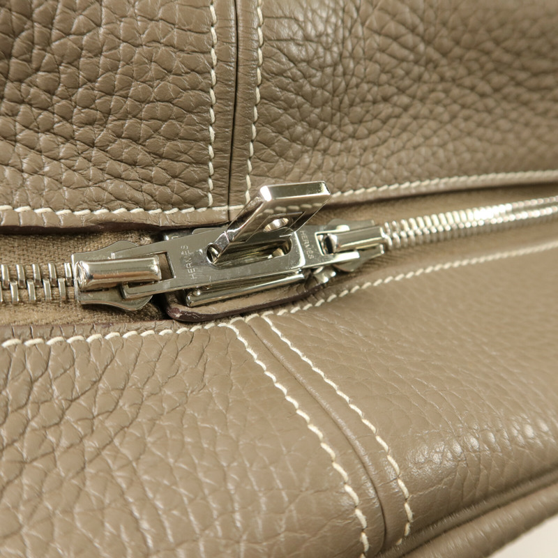 HERMES Togo皮革Victoria 35手挽袋Etoupe-7
