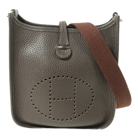 HERMES Clemence皮革Evelyne TPM肩背袋Chocolat