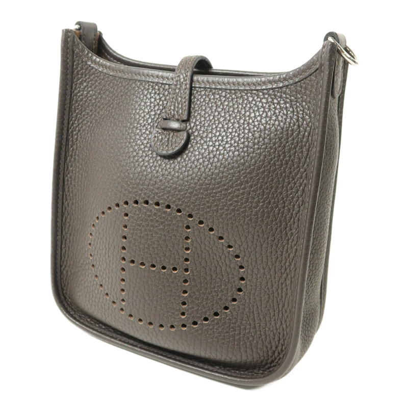 HERMES Clemence皮革Evelyne TPM肩背袋Chocolat-1