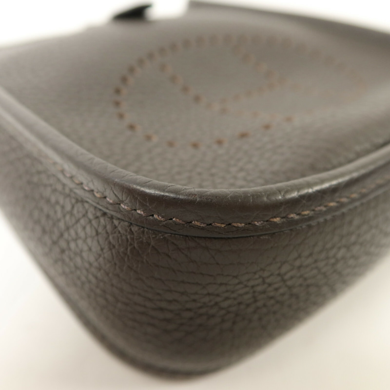 HERMES Clemence皮革Evelyne TPM肩背袋Chocolat-8