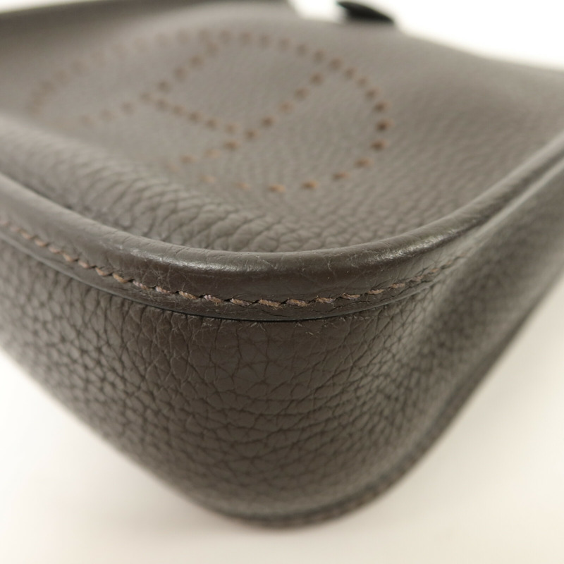 HERMES Clemence皮革Evelyne TPM肩背袋Chocolat-9