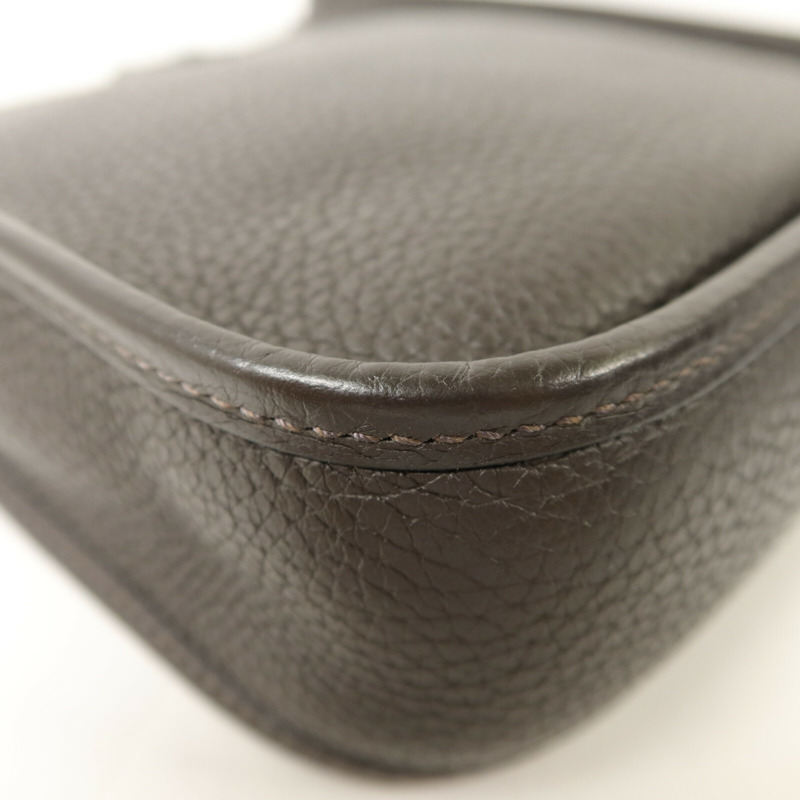 HERMES Clemence皮革Evelyne TPM肩背袋Chocolat-10