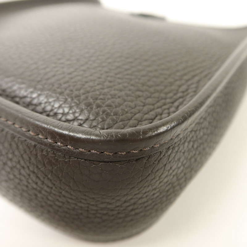 HERMES Clemence皮革Evelyne TPM肩背袋Chocolat-11