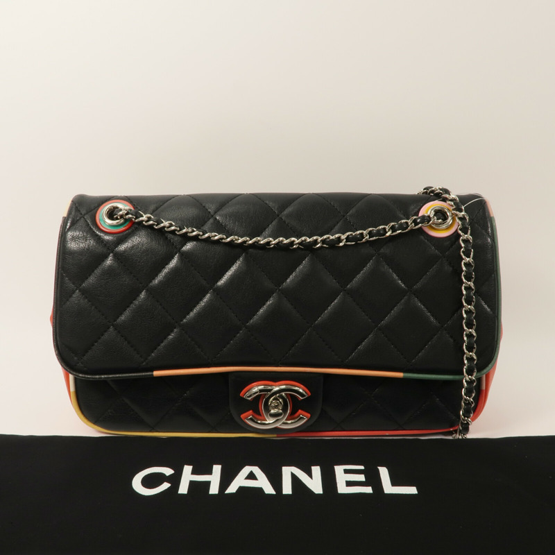 CHANEL 牛皮皮革Flap Bag Cuba鏈帶肩背袋-9