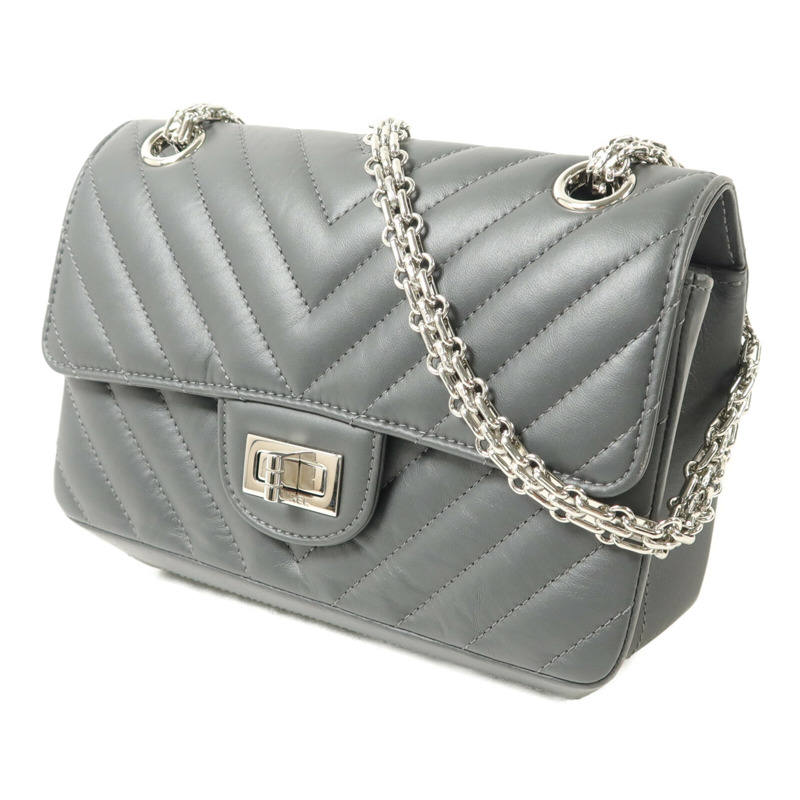 CHANEL 牛皮皮革Mini 2.55鏈帶手挽肩背兩用袋-1