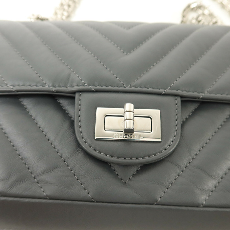 CHANEL 牛皮皮革Mini 2.55鏈帶手挽肩背兩用袋-7