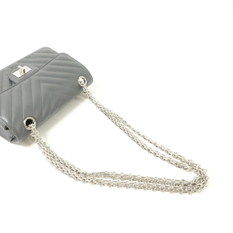 CHANEL 牛皮皮革Mini 2.55鏈帶手挽肩背兩用袋-8