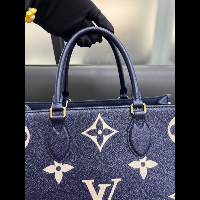 LV onthego 
深藍色全皮白花 中號tote-9