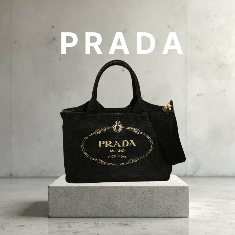 ‼️母親節狂降🫅‼️（原$17800）只到5/10⏰【8成新】㊣✨PRADA✨普拉達 黑灰色 牛仔布 兩用 手提包 肩背包 斜背包 /二手包/二手精品🌳二手樹屋🌳-0