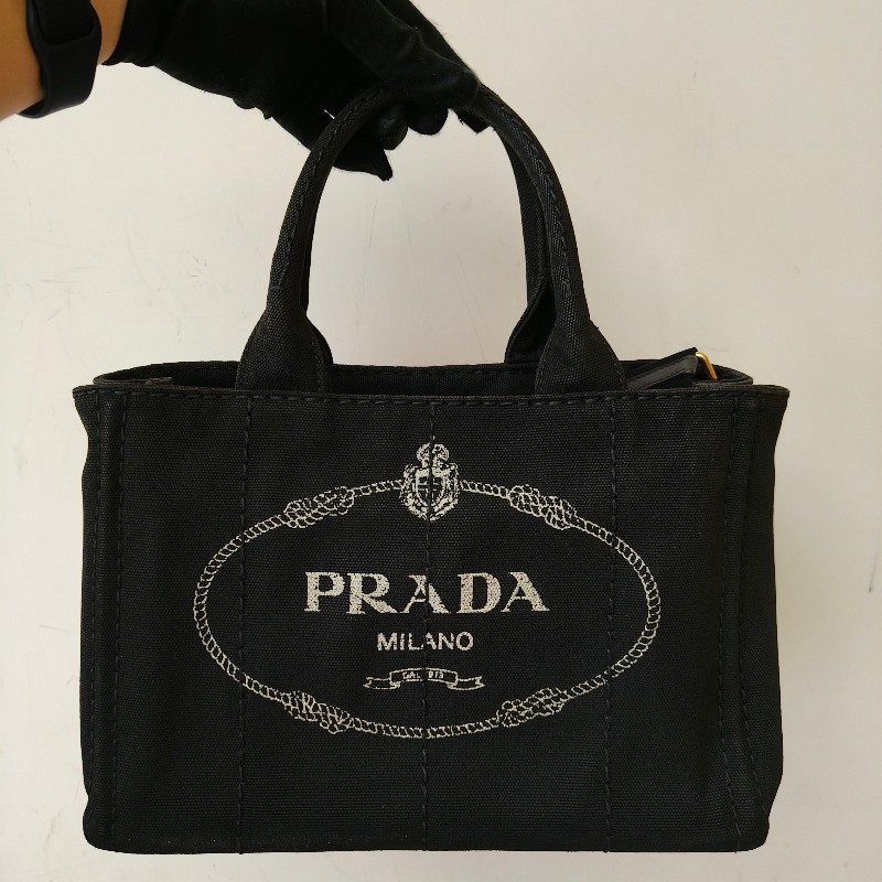 ‼️母親節狂降🫅‼️（原$17800）只到5/10⏰【8成新】㊣✨PRADA✨普拉達 黑灰色 牛仔布 兩用 手提包 肩背包 斜背包 /二手包/二手精品🌳二手樹屋🌳-1