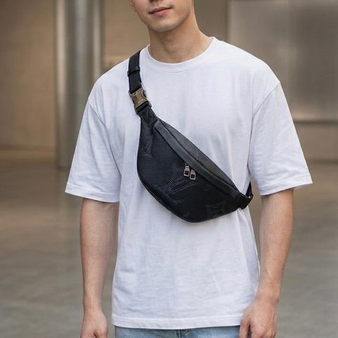 Discovery腰包 Louis Vuitton 路易威登 黑色 Taurillon Shadow壓紋牛皮 腰包 胸包 斜背包 M57289