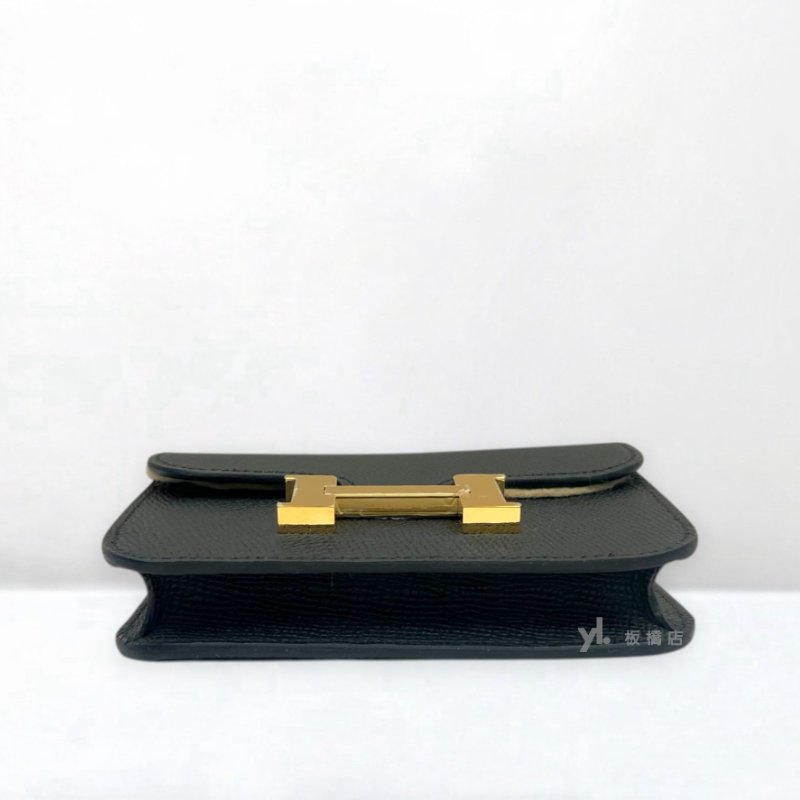 S5452-Hermes Mini Constance Slim Epsom 89黑色金釦短夾-4