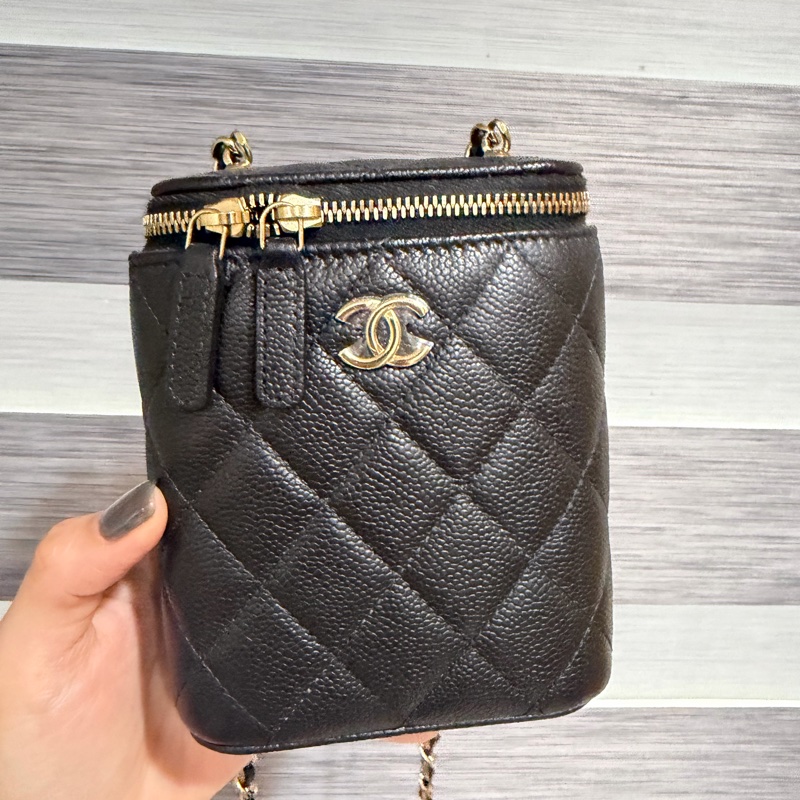 Chanel黑金荔枝皮小煙盒包-0