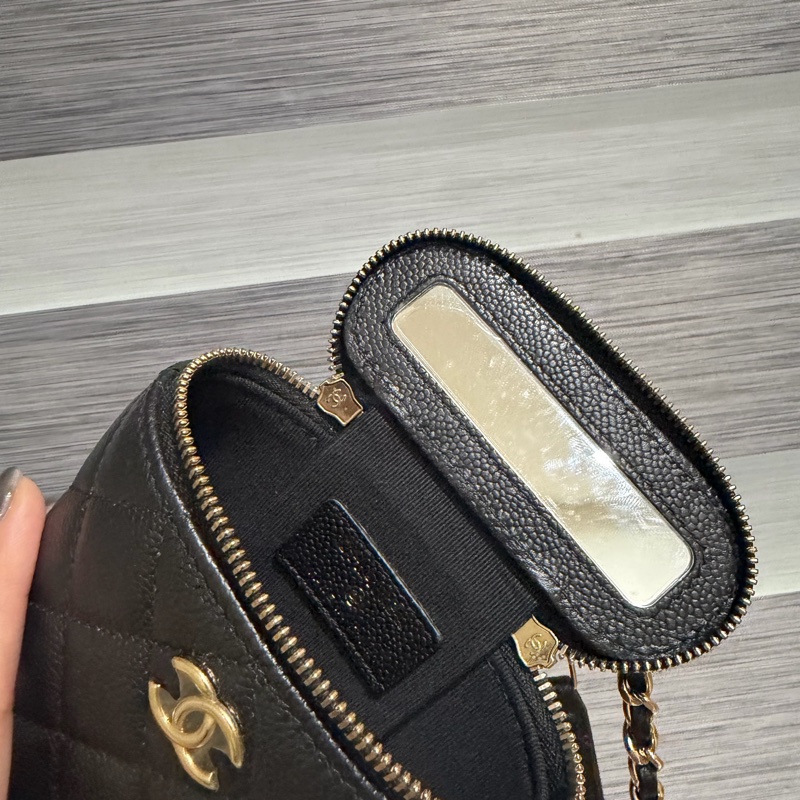 Chanel黑金荔枝皮小煙盒包-5