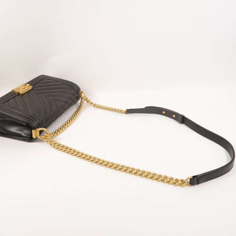 CHANEL 牛皮皮革Boy 25鏈帶肩背袋-7