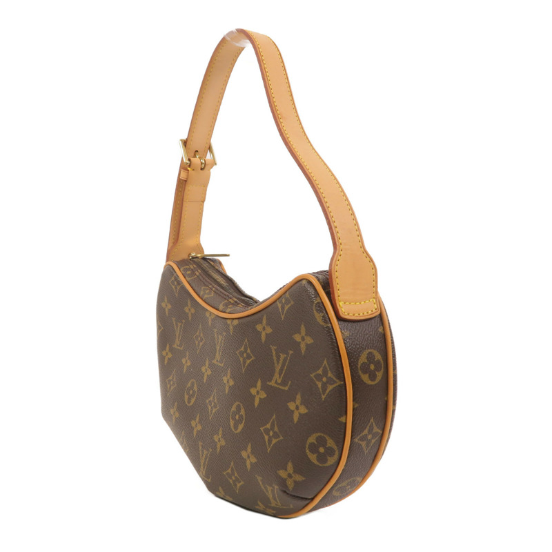 LOUIS VUITTON Monogram Pochette Croissant金扣肩背袋棕色-2
