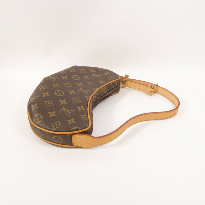 LOUIS VUITTON Monogram Pochette Croissant金扣肩背袋棕色-7