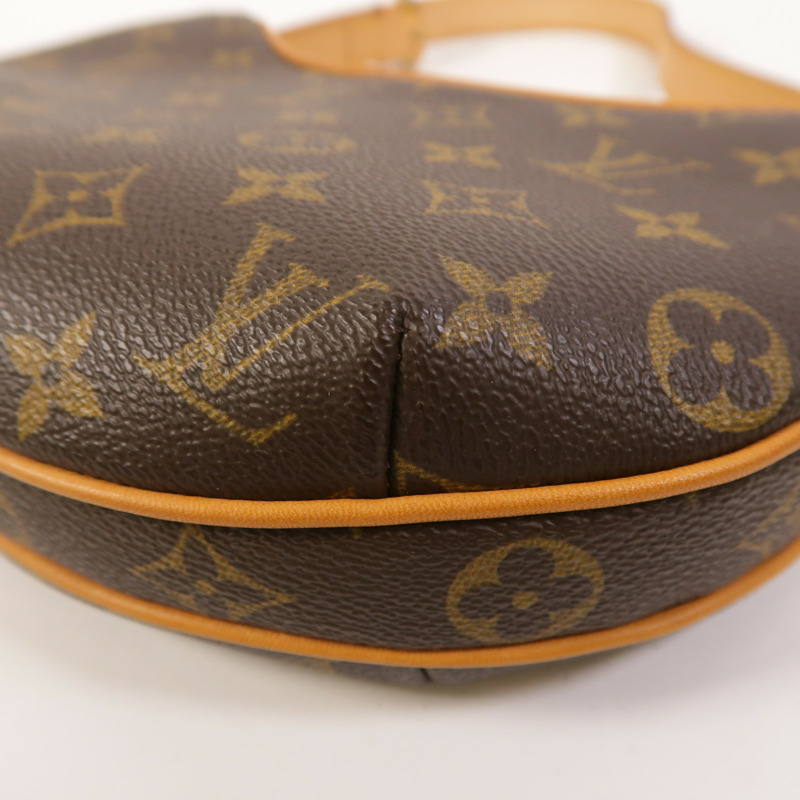 LOUIS VUITTON Monogram Pochette Croissant金扣肩背袋棕色-8