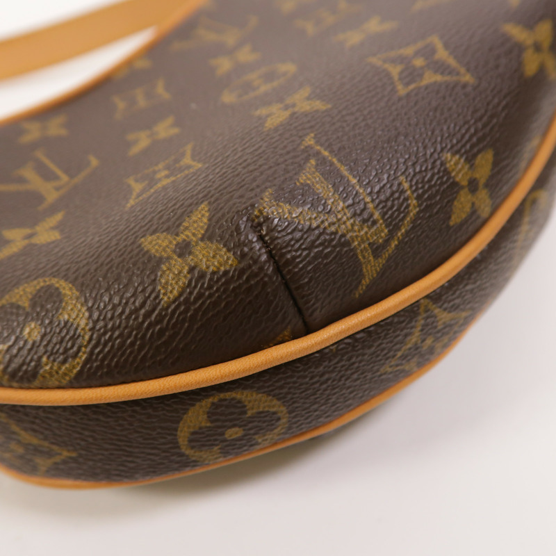 LOUIS VUITTON Monogram Pochette Croissant金扣肩背袋棕色-9